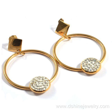 Clay Shamballa Crystal Earring Gold Stud Earrings For Lady